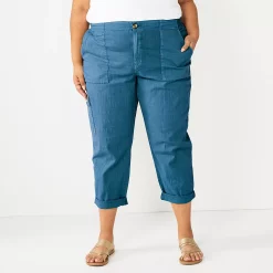 Plus Size Sonoma Goods For Life® Cargo Utility Capri Pants -Sonoma Clothing Store 5927176 Blue