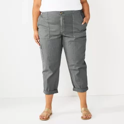 Plus Size Sonoma Goods For Life® Cargo Utility Capri Pants -Sonoma Clothing Store 5927176 Dark Gray
