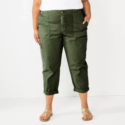 Plus Size Sonoma Goods For Life® Cargo Utility Capri Pants -Sonoma Clothing Store 5927176 Olive