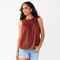Women's Sonoma Goods For Life® Yoke Front Top -Sonoma Clothing Store 5945393 Maroon