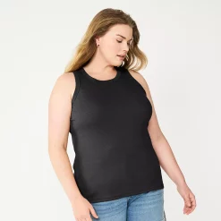 Plus Size Sonoma Goods For Life® High Neck Layering Tank -Sonoma Clothing Store 5955408 Black