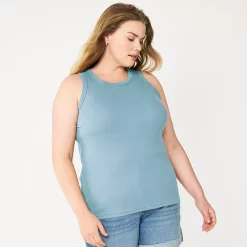 Plus Size Sonoma Goods For Life® High Neck Layering Tank -Sonoma Clothing Store 5955408 Sky Blue