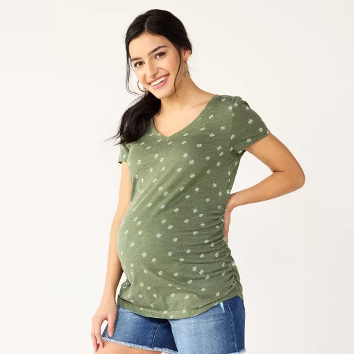 Maternity Sonoma Goods For Life® Essential V-Neck Tee 7 Maternity Sonoma Goods For Life® Essential V-Neck Tee -Sonoma Clothing Store 6120474 Olive Daisy